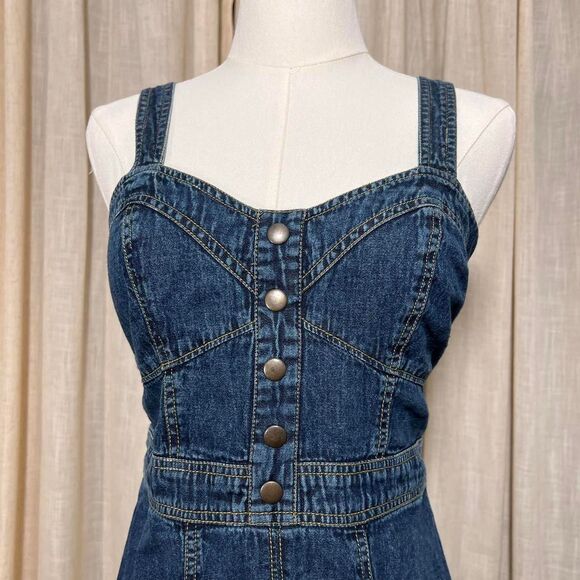 Vintage Inspired Japna Denim Mini Dress – 100% Cotton - Picture 3 of 7